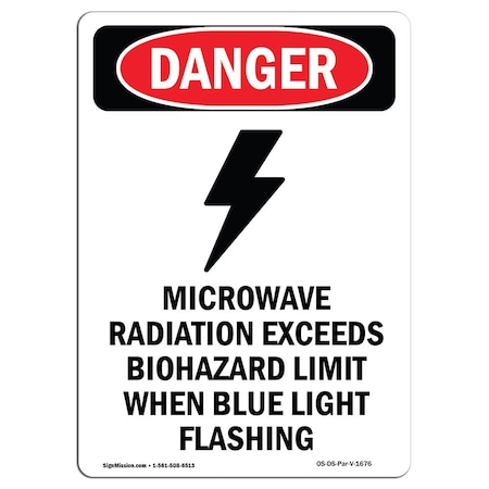 OSHA Danger Sign, Microwave Radiation, 14in X 10in Aluminum